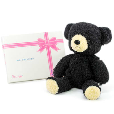 ★お求めやすく価格改定★ 日本製】クマのフカフカ(M)ブラック＋ドキドキHAPPYBOX電報 オフィス用品