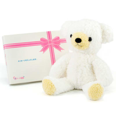 日本製】クマのフカフカ(M)ユニコーン ホワイト＋ドキドキHAPPYBOX電報 | 電報なら「ハート電報」