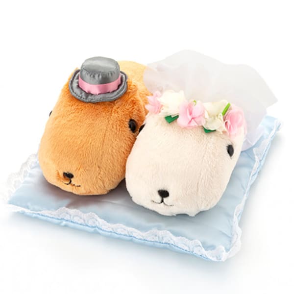 カピバラさん ホワイトさん ハッピ Weddingぬいぐるみ ドキドキhappybox電報 電報なら ハート電報