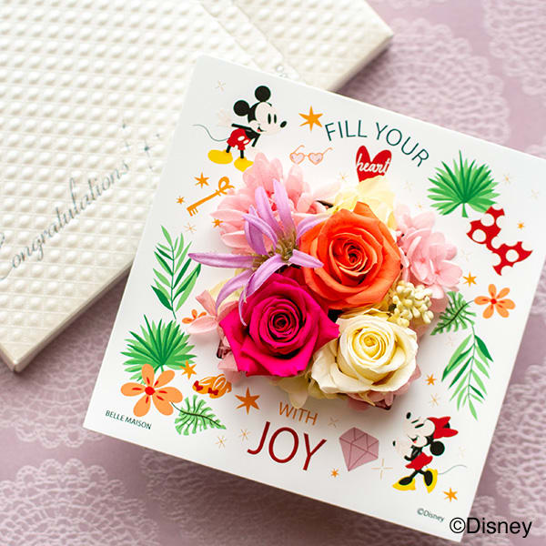 ディズニー フラワープレート ミッキー ミニー キラキラhappybox電報プレシャスホワイト 電報なら ハート電報