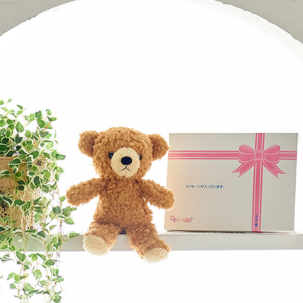 日本製】クマのフカフカ(S)ブラウン＋ドキドキHAPPYBOX電報 | 電報なら「ハート電報」