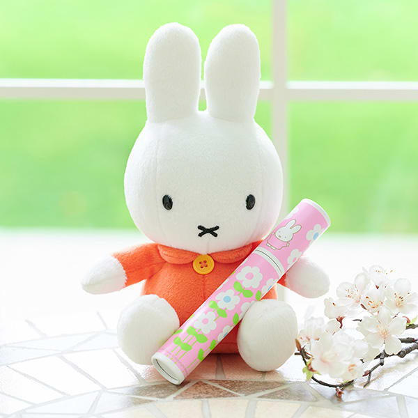 ミッフィー ぬいぐるみ（オレンジ）＋ミッフィー 丸筒電報ピンク | 電報なら「ハート電報」